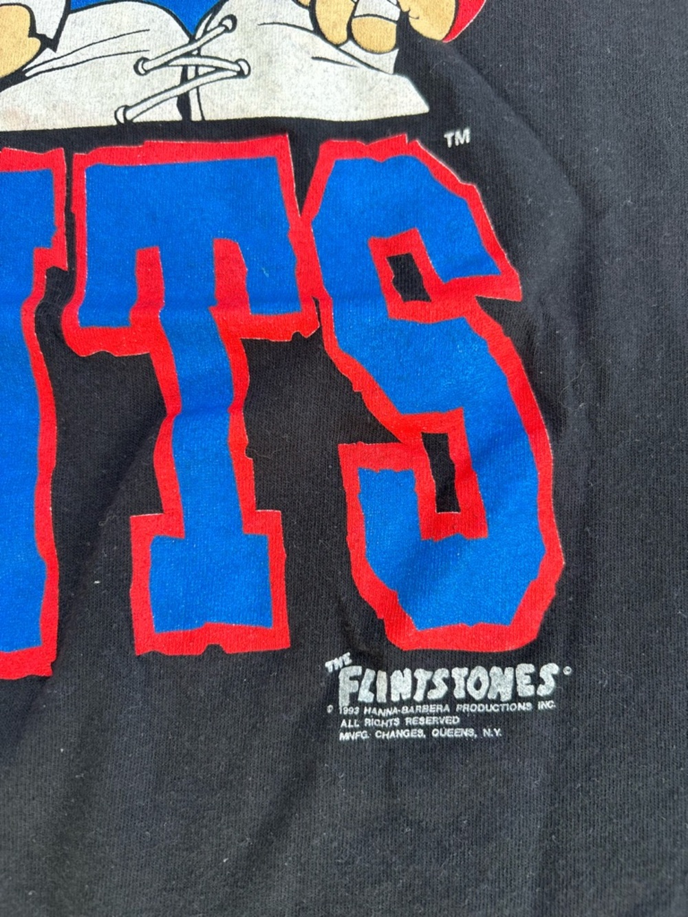 VTG RARE 1993 New York Giants NFL Flintstones Cartoon Black T shirt Men SZ XL - Picture 2 of 8